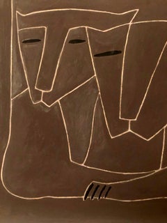 Lovers & Cats Tao Art painting by Miguel Angel Batalla Oil on Paper