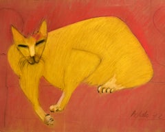 Cat II Tao Art drawing by Miguel Angel Batalla Chalk and Charcoal on Paper