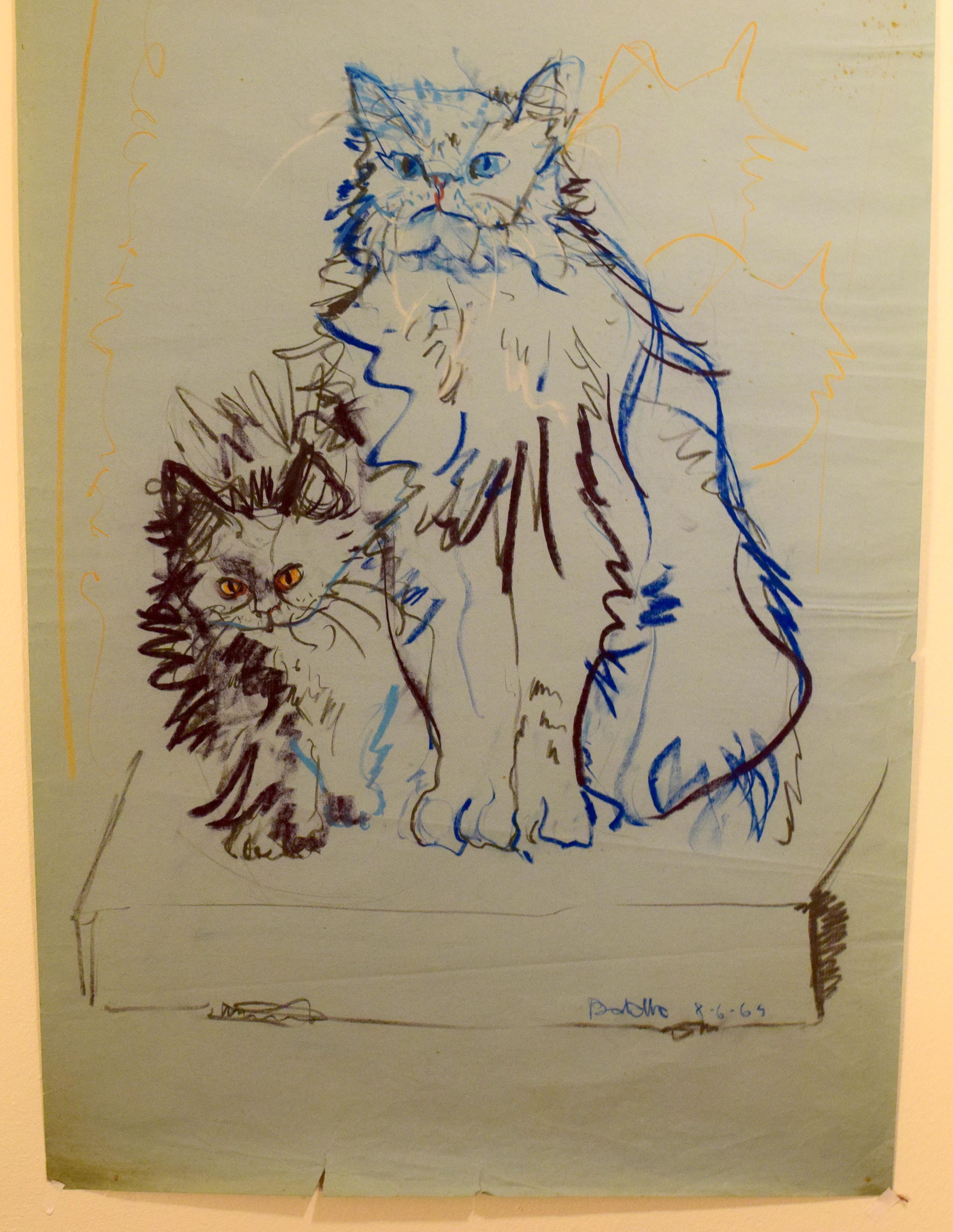 Cat III Tao Art drawing series by Miguel Angel Batalla (Chalk & Ink) on Paper For Sale 4