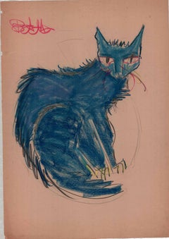 Cat VII Tao Art drawing Series Miguel Angel Batalla (Chalk & Ink) on Paper