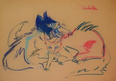 Vintage Cat VI Tao Art drawing series by Miguel Angel Batalla (Chalk & Ink) on Paper