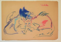 Cat VI Tao Art drawing series by Miguel Angel Batalla (Chalk & Ink) on Paper