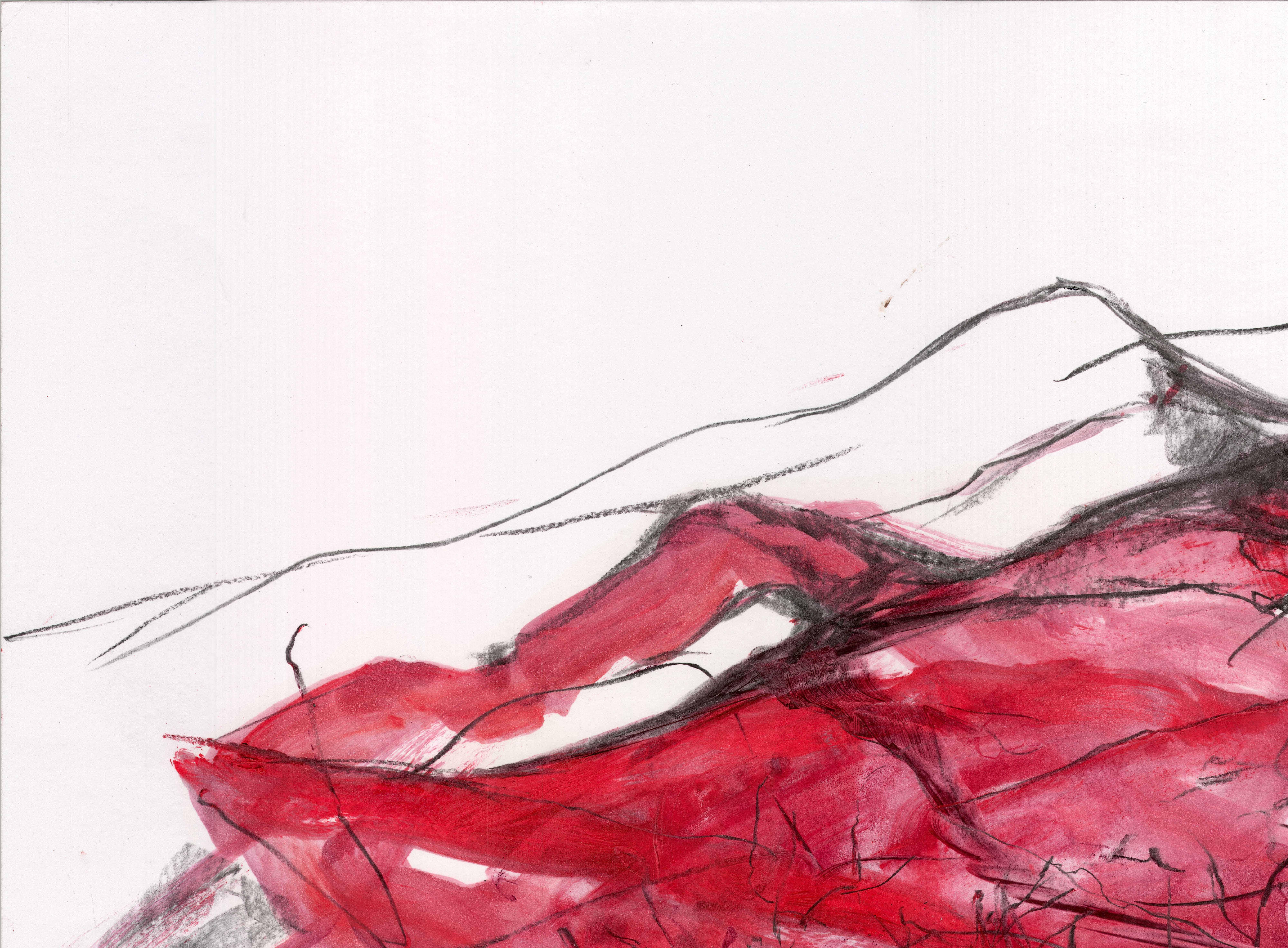 Landscape Series Mountain 85 by Silvina Pirola Oil & Charcoal on Paper For Sale 1