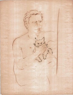 Vintage Autoportrait V original Tao Art Drawing by Miguel Angel Batalla (Chalk & Ink)