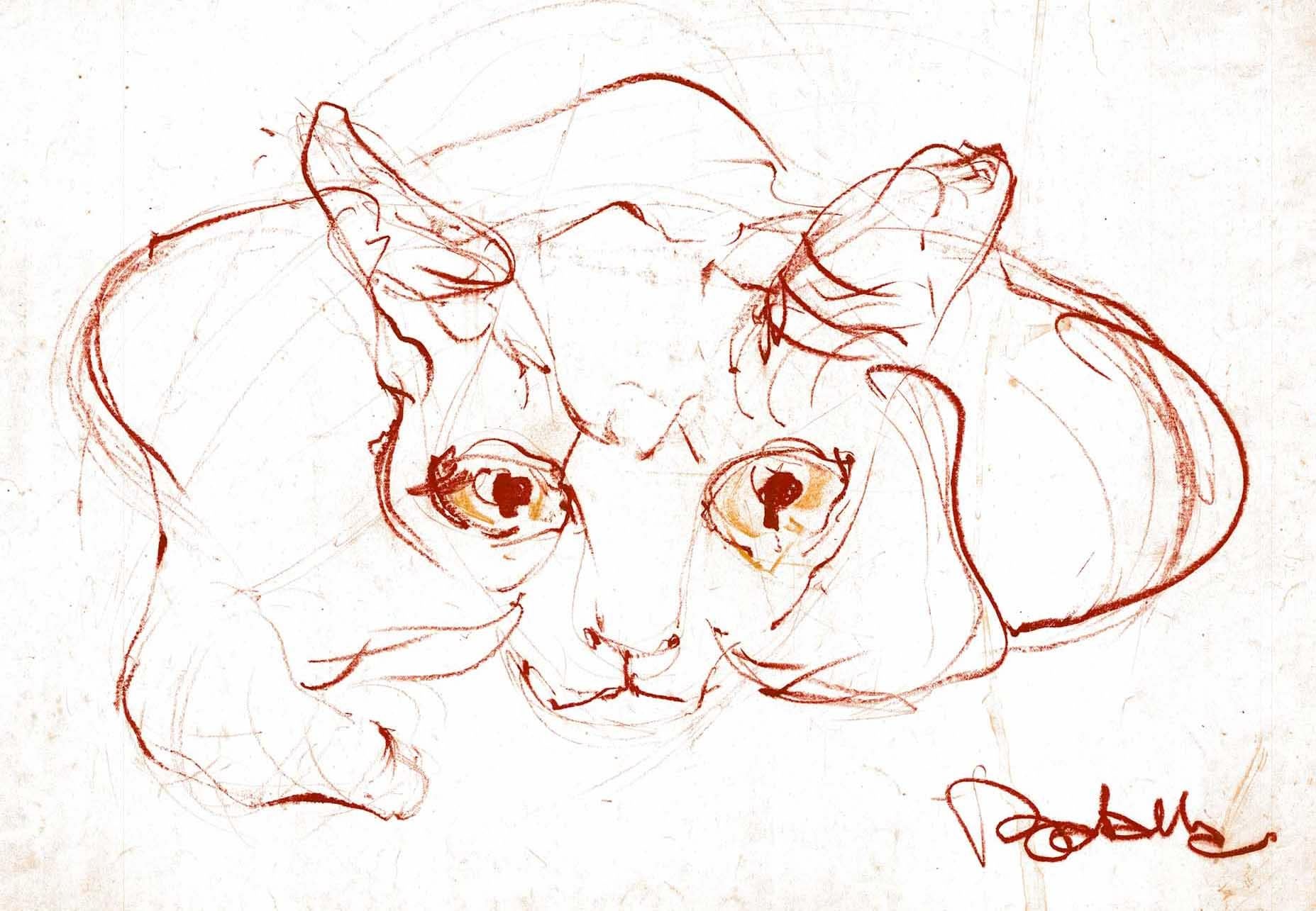 Cat IX original Tao Art drawing series by Miguel Angel Batalla (Chalk & Ink) im Angebot 1
