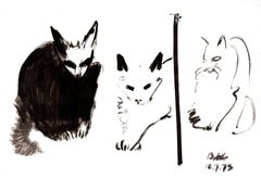 Cat II Ink Drawing Series by Miguel Angel Battle Ink on Paper Tao Art