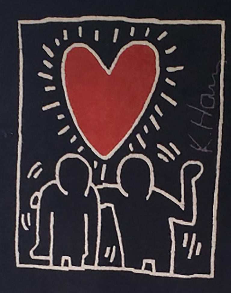keith haring two figures with heart