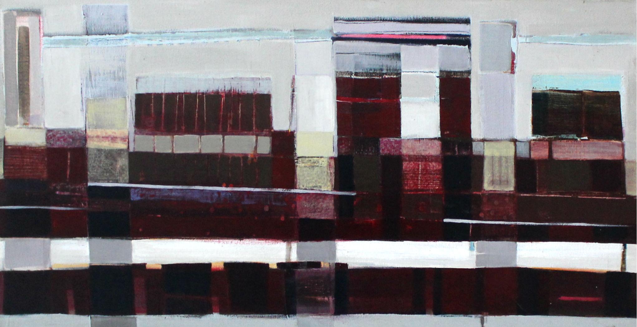Crimson-Komposition - Abstraktion IV - Abstraktes Gemälde des 21. Jahrhunderts, Hellrot – Art von Iwona Delińska