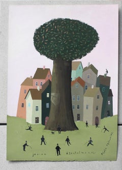 Autumn of Gentlemen - XXI Century, Contemporary Figurative Gouache Painting