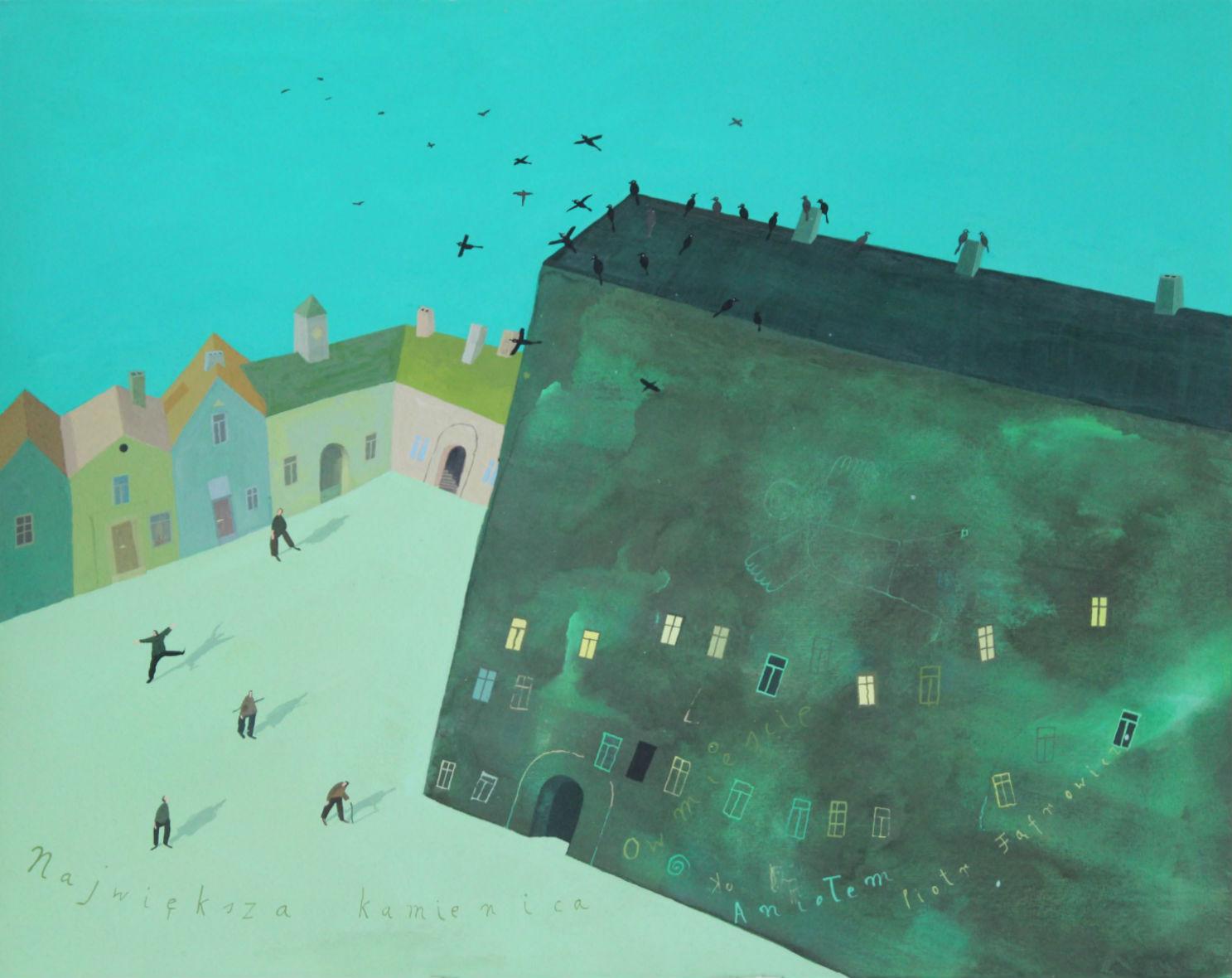 La casa più grande della città - Pittura figurativa a guazzo, paesaggio, architettura