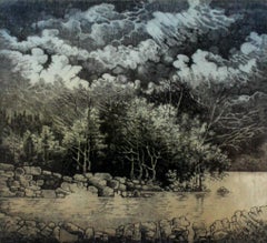 Second card from a journey - XX Century, Landscape Etching, Muted Colors