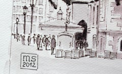 Wroclaw - Contemporary Watercolor & Ink Landscape Painting, Architecture