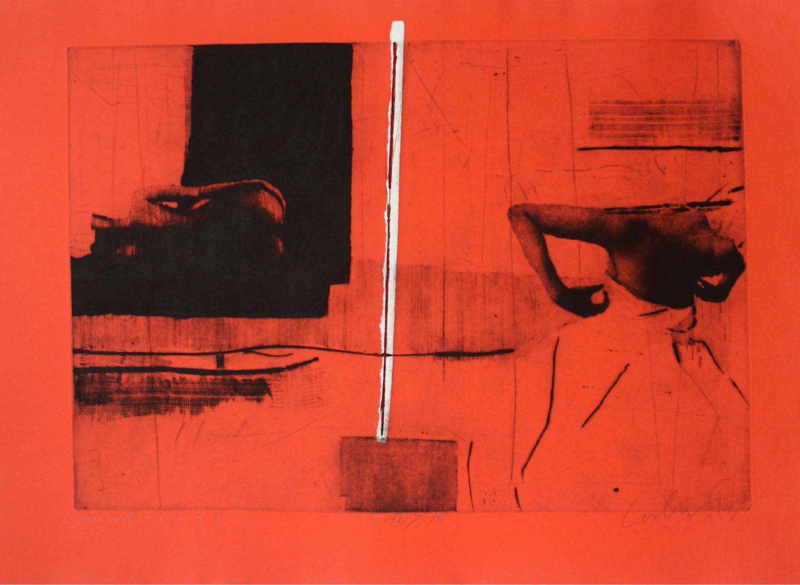 Untitled - XXI Century, Contemporary Mixed Technique Print, Collage, Orange