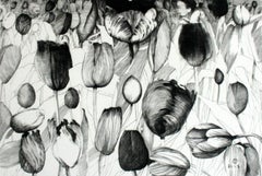 Spring's holiday - XXI Century, Figurative Copperplate Print, Flowers, Tulips
