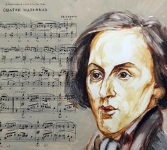 Frederick Chopin's Mazurka - Contemporary Portrait Painting, Music & notes