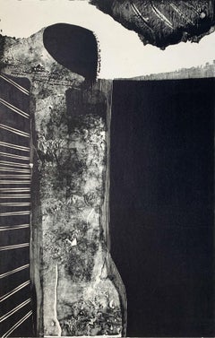 A symptom - XX Century abstraction woodcut print, Black & white