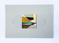 Untitled - Contemporary gouache painting, Embossed paper, Gold, Colorful