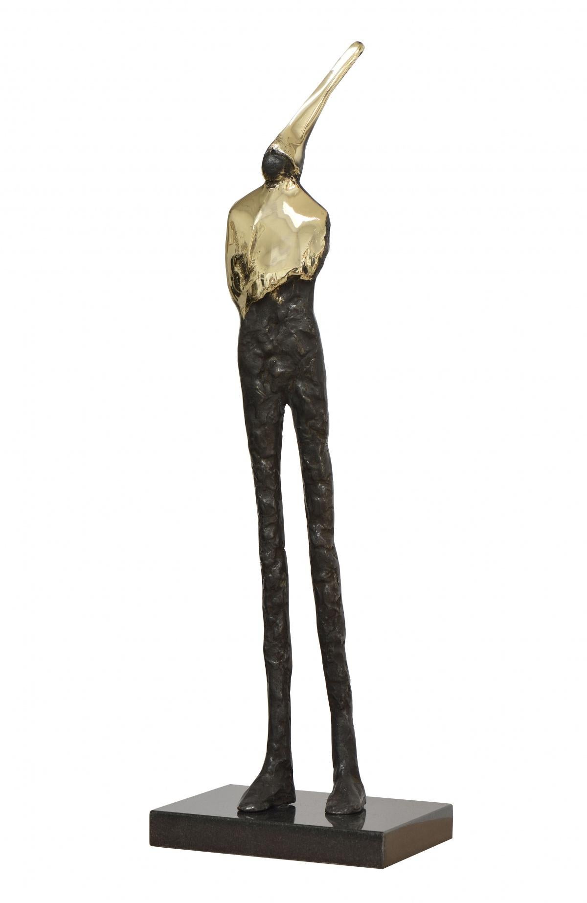 Zeitgenössische figurative Original-Skulptur, Papagei, Bronze 