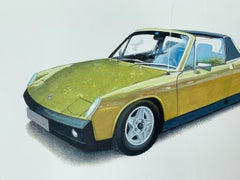 Porsche 914 - Contemporary watercolor painting, Vintage vehicle, Polish art