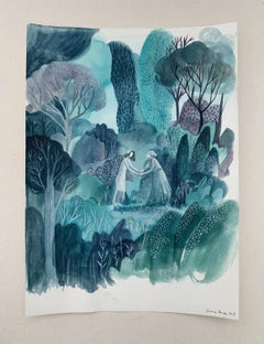 Petite guerre - Illustration de livre, artiste polonais, peinture à l'aquarelle