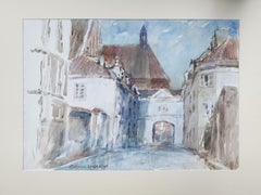 Warsaw - Figurative Watercolor, Architecture, Realistic, Classic, Polish artist
