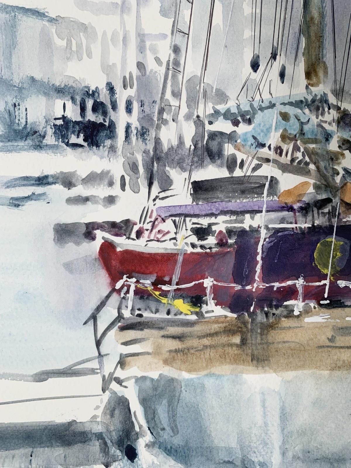 watercolour boats and harbours