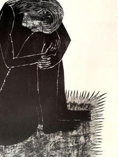 Humain - Dessin figuratif, noir et blanc, artiste polonais