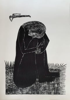 Humain - Dessin figuratif, noir et blanc, artiste polonais