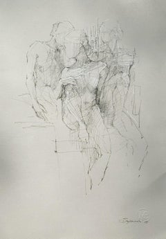 Nude - Mixed Media Drawing, Figurative, Subtle, Sketchy style, Polish art