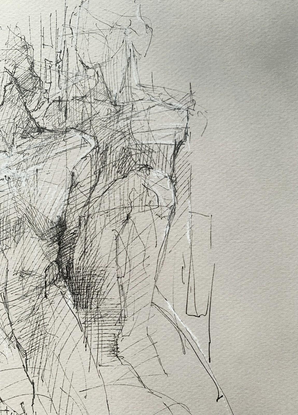 Nude -  Mixed Media Drawing, Figurative, Subtle, Sketchy style, Polish art - Contemporary Art by Michał Bajsarowicz