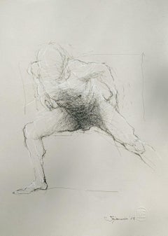 Nude -  Mixed Media Drawing, Figurative, Subtle, Sketchy style, Polish art