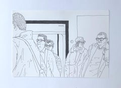 Platform 5 - Contemporary ink drawing, Young art, Minimalism, Social commentary