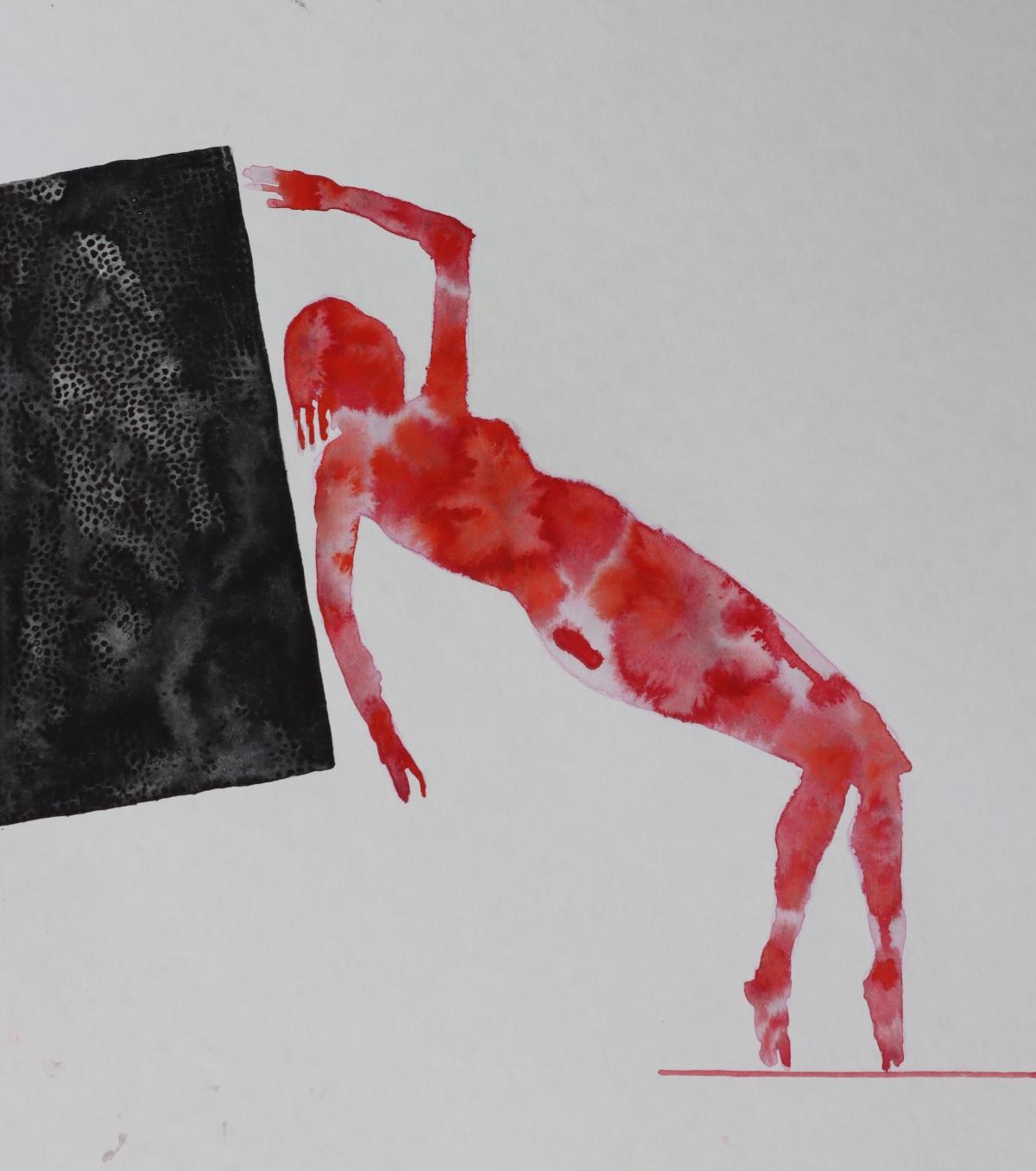Figurative Art Danylo Movchan - Confinement - Aquarelle contemporaine sur papier, série Carnets de guerre
