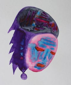 Dos caras - Pintura contemporánea en acuarela sobre papel, serie Diarios de guerra