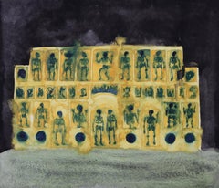 Russian iconostasis - Contemporary watercolor painting on paper, War diaries