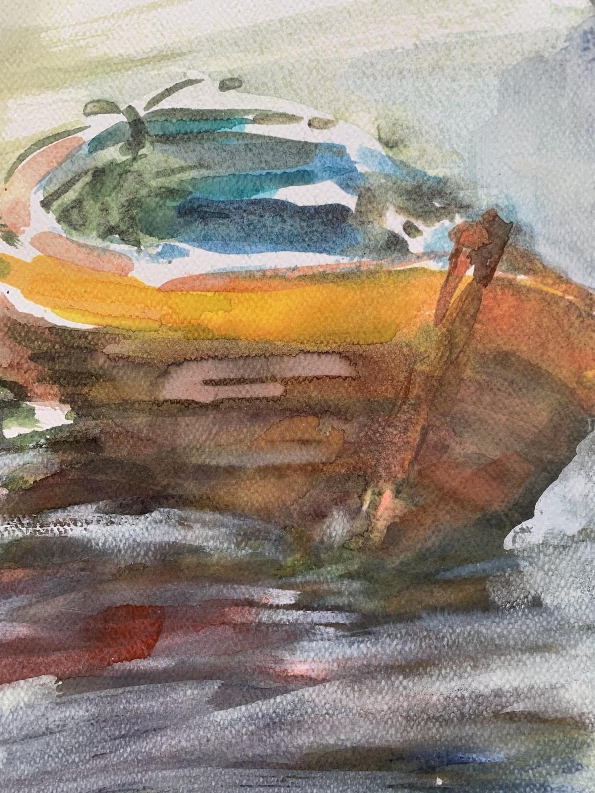Jastarnia, einheimische Boote. Aquarell, Realistisch, Klassisch, Polnischer Künstler (Sonstige Kunststile), Art, von Włodzimierz Karczmarzyk