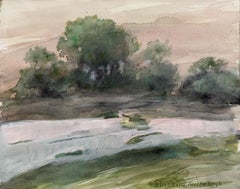 Mazovian landscape. Watercolor, Realistic, Landscape, Classic, Polish artist