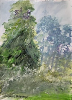Pine neighborhood. Watercolor, Realistic, Landscape, Classic, Polish artist
