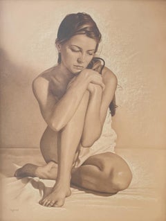 Nude. Contemporary Realistic Figurative Mixed Media Drawing  Polish artist