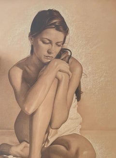 Nackt. Contemporary Realistic Figurative Mixed Media Drawing  polnischer Künstler