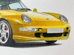 Porsche. Figurative realistic acrylic on paper painting Polish art, Car