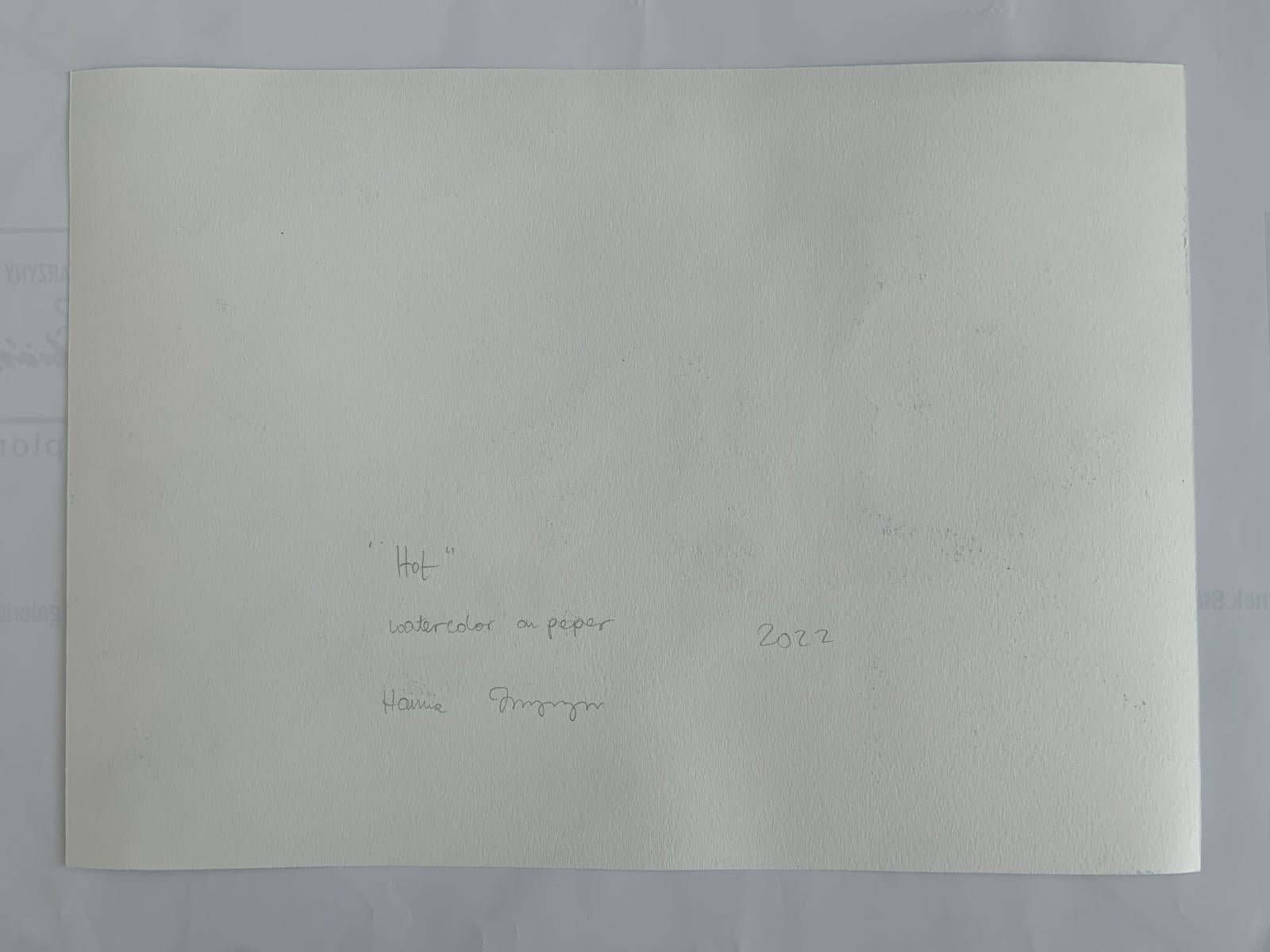 Caldo. Disegno figurativo monocromatico ad acquerello, arte polacca - Figurative Art Grigio di Hanna Ilczyszyn