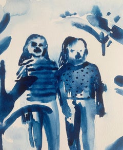 Jungle. Monochromatic figurative watercolor drawing, Polish art