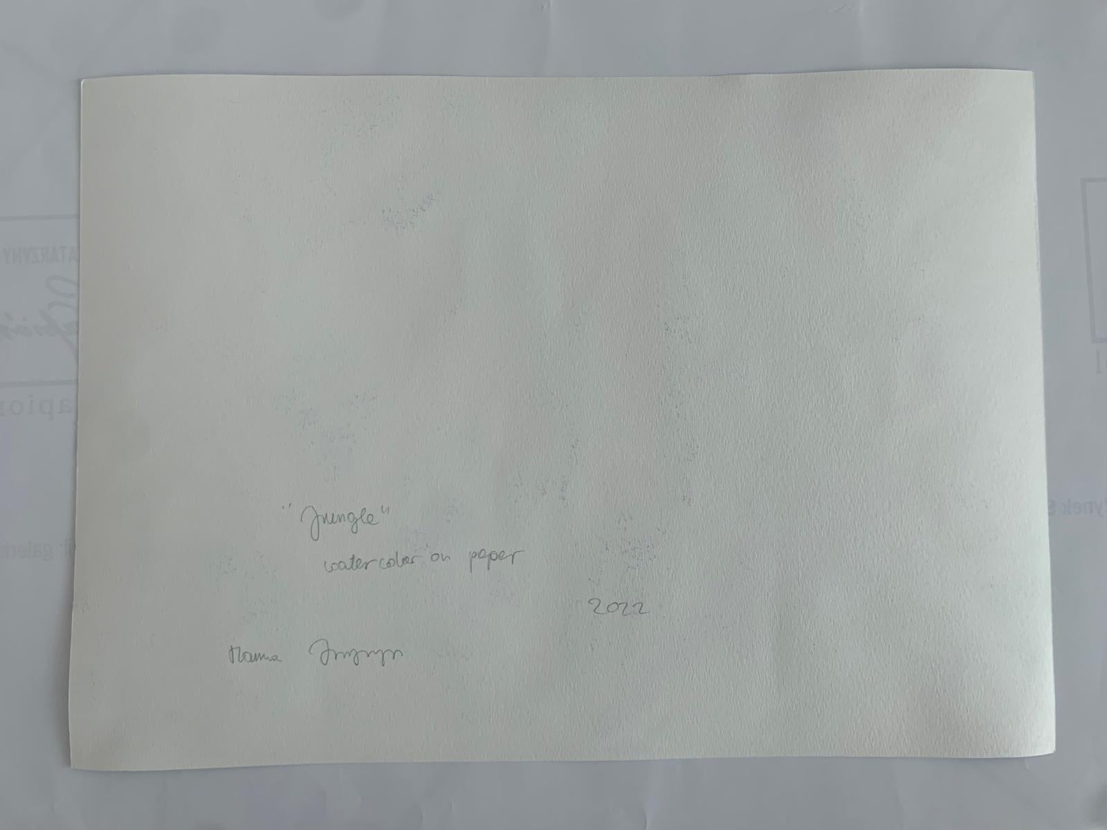 Giungla. Disegno figurativo monocromatico ad acquerello, arte polacca - Figurative Art Grigio di Hanna Ilczyszyn