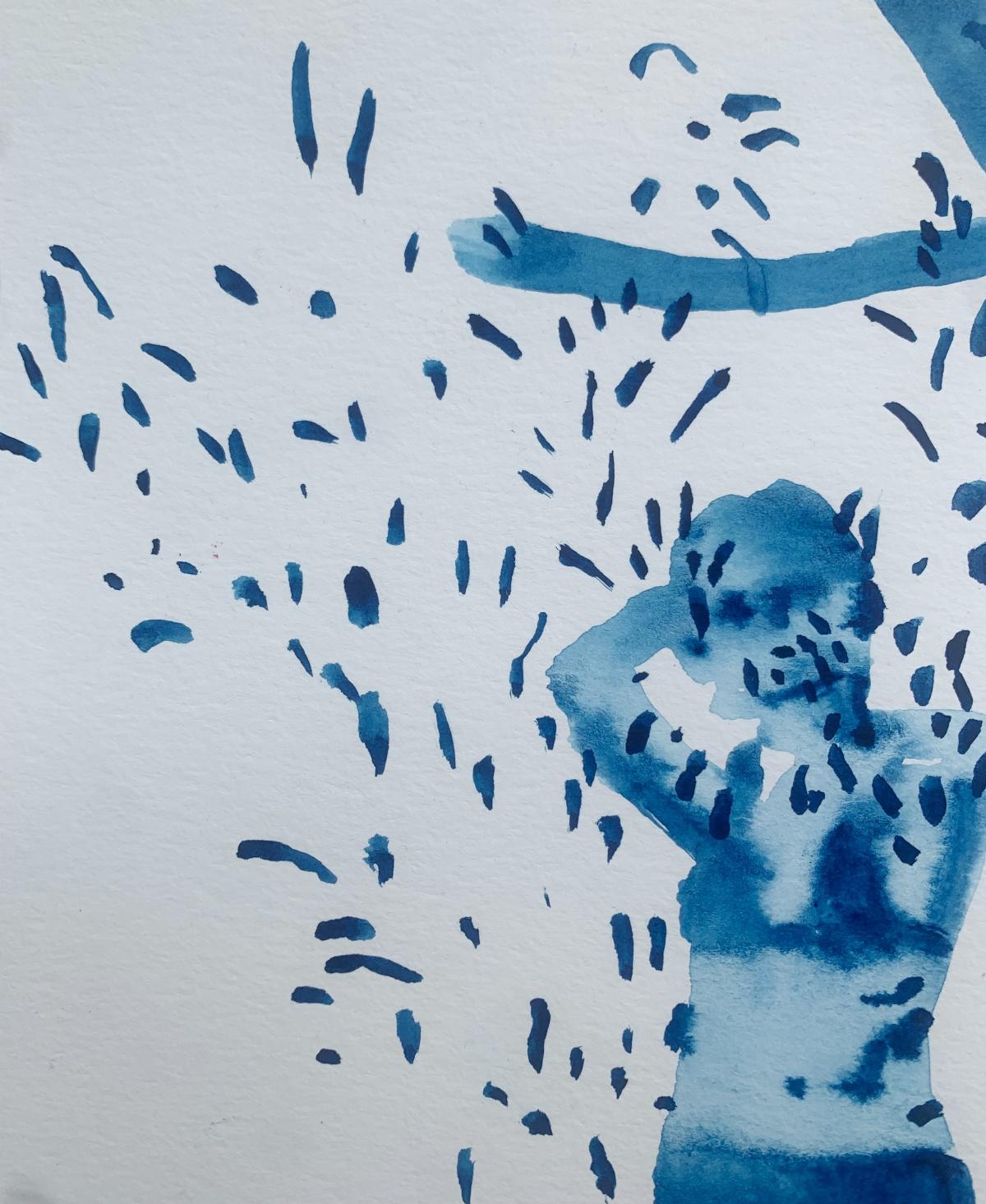 Caldo. Disegno figurativo monocromatico ad acquerello, arte polacca - Art Contemporaneo di Hanna Ilczyszyn