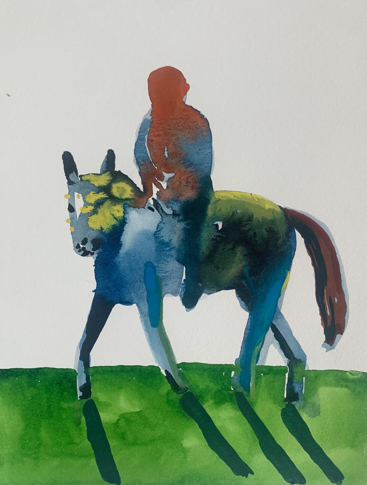 Figurative Art di Hanna Ilczyszyn - Senza titolo. Disegno figurativo monocromatico ad acquerello, arte polacca