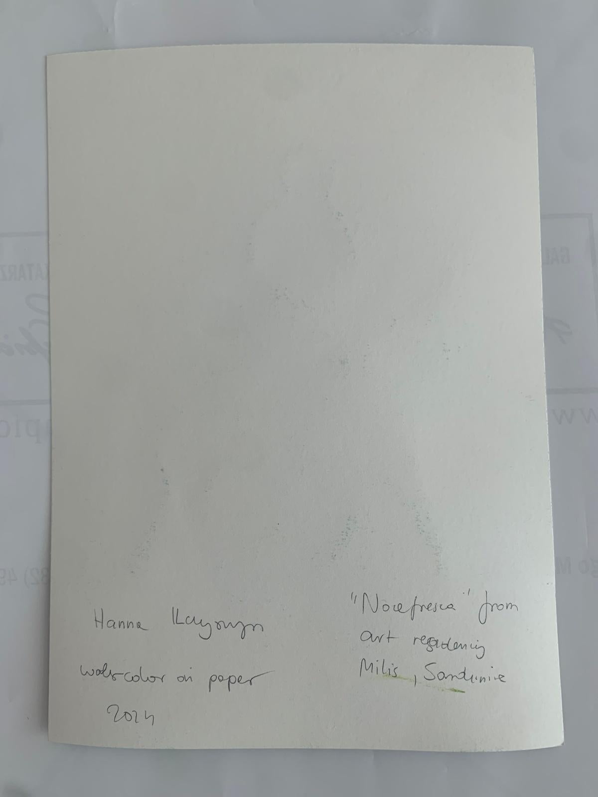 Senza titolo. Disegno figurativo monocromatico ad acquerello, arte polacca - Figurative Art Grigio di Hanna Ilczyszyn
