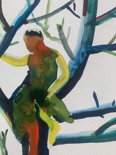 Sans titre. Dessin figuratif monochromatique à l'aquarelle, art polonais