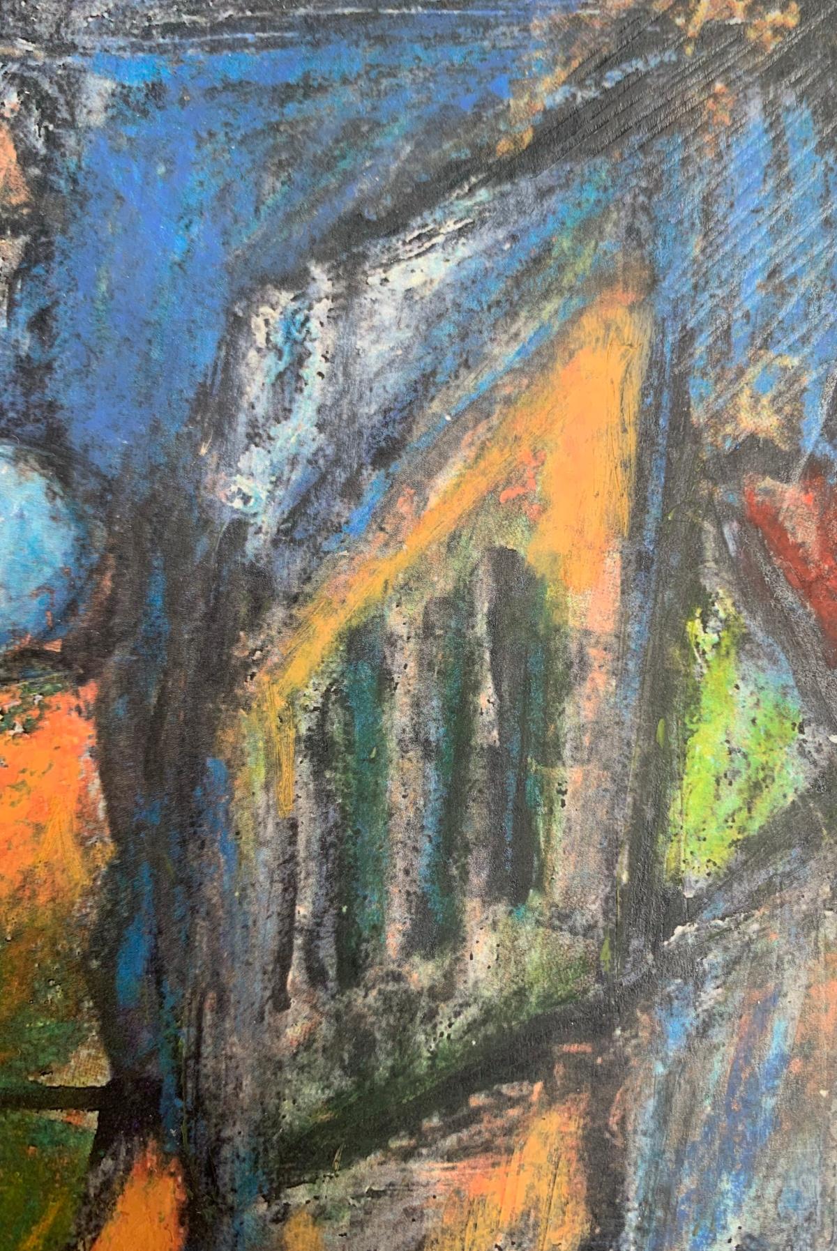 Dessin figuratif et abstrait sur papier de l'artiste polonais Eugeniusz Tukan-Wolski. À première vue, l'œuvre d'art ressemble à une abstraction, mais le carreau 