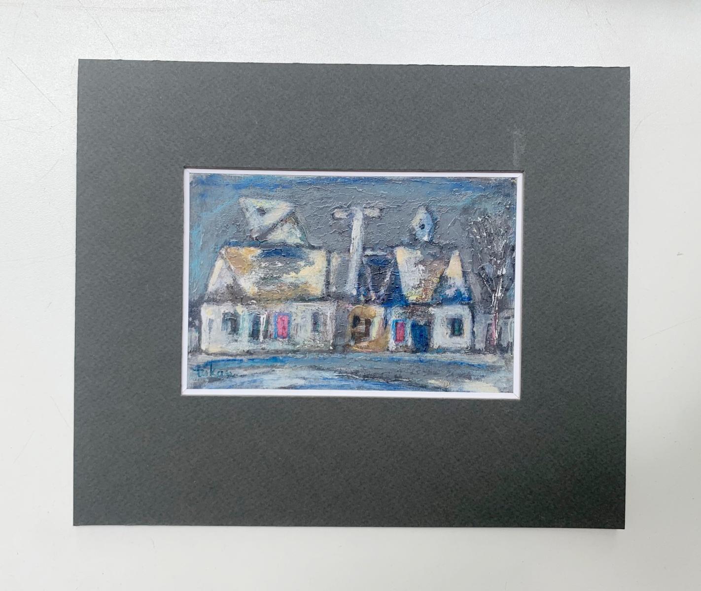 A residence. Mixed media drawing, Colorful, Small scale, Polish artist - Art by Eugeniusz Tukan-Wolski